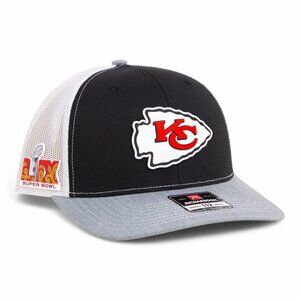 Kansas City Chiefs Super Bowl LIX 3D Snapback Trucker Hat- BLK/ WHT/ Grey